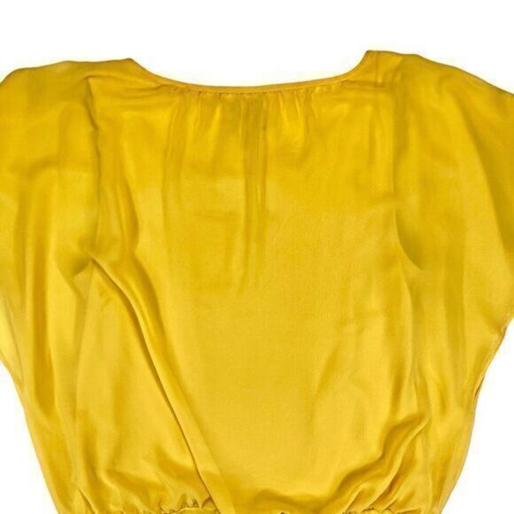 JM Collection Top Womens Sz Large Yellow Flutter-Sleeve Career Scoop Neck Blouse - Picture 8 of 16